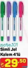 NOTE 101 SİMLİ JEL KALEM 4'LÜ